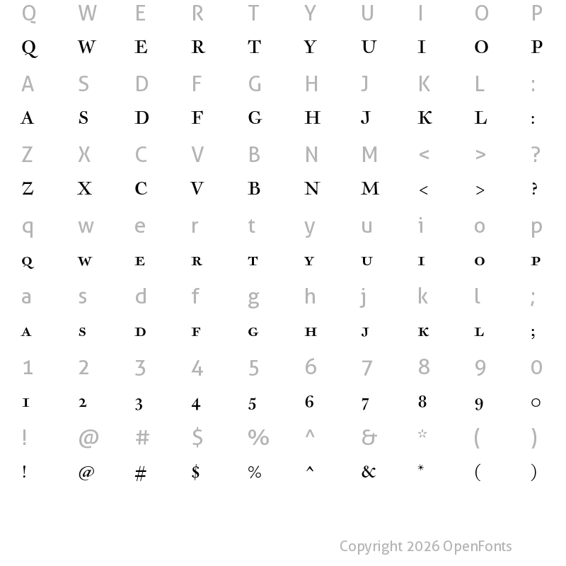 Character Map of Sirenne Eighteen MVB Roman Small Caps