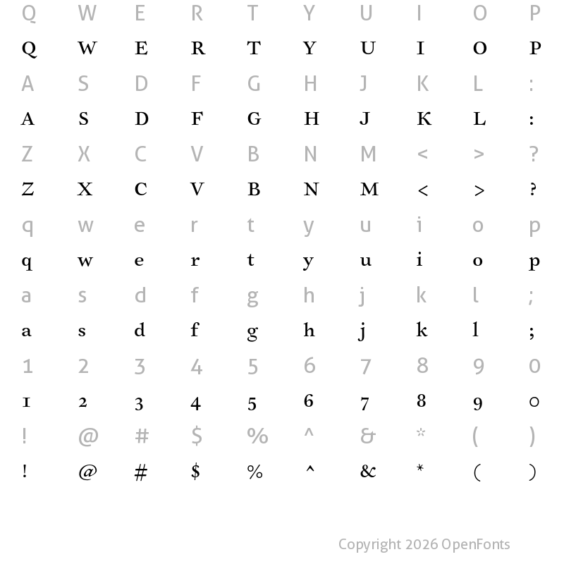 Character Map of Sirenne Text MVB Roman Old Style Figures