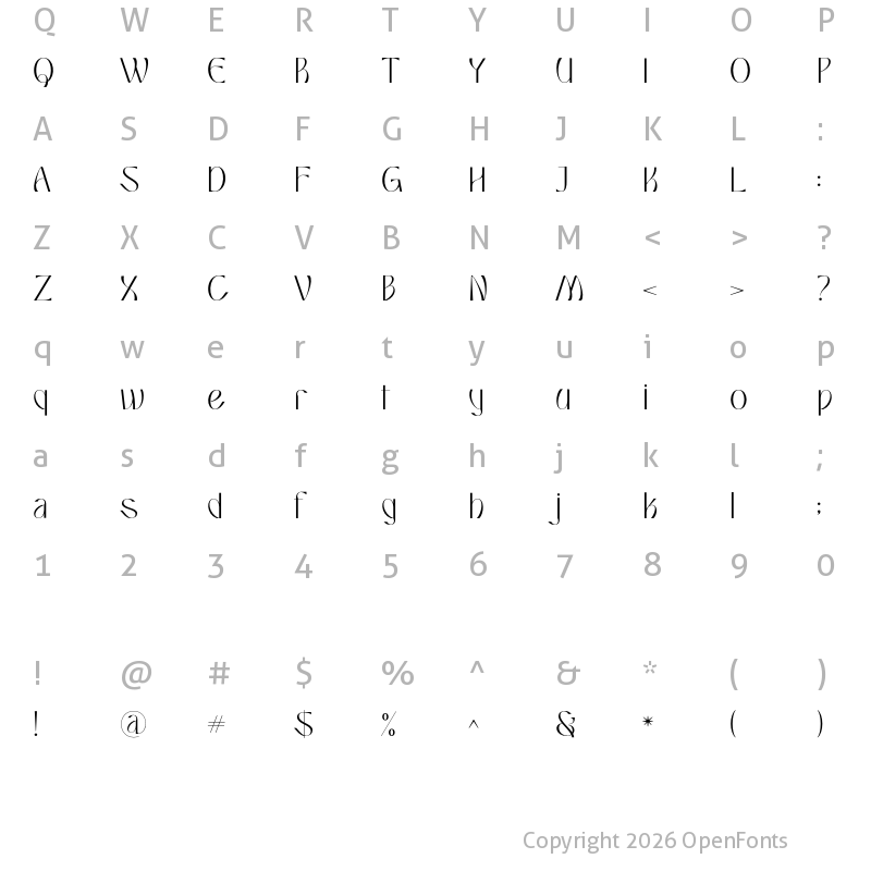 Character Map of Sispany Regular