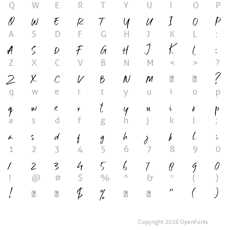 Character Map of Six Away Font (Demo) Regular