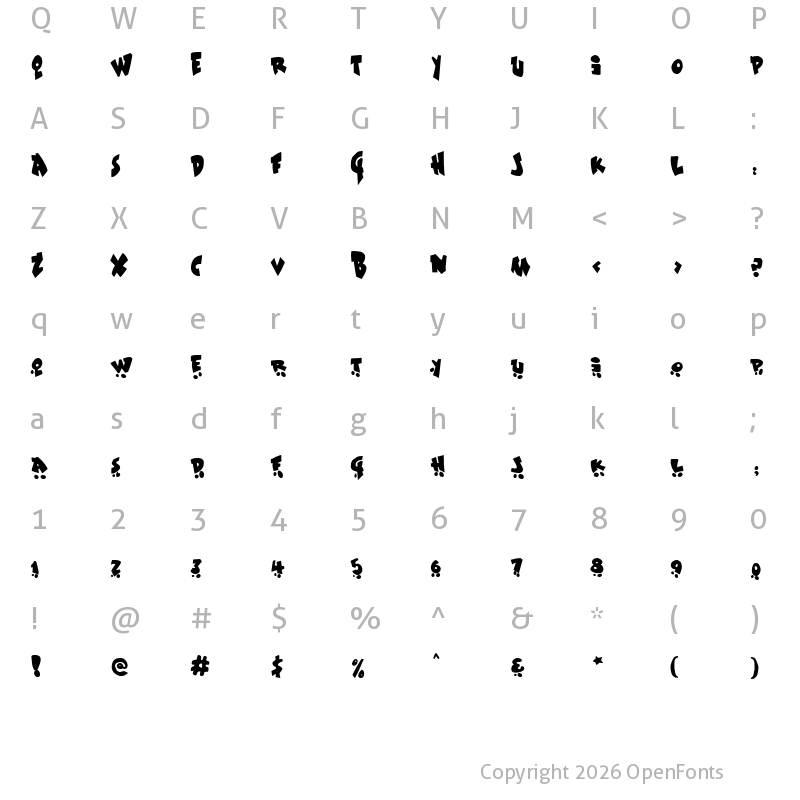 Character Map of Sk8 or dye Regular