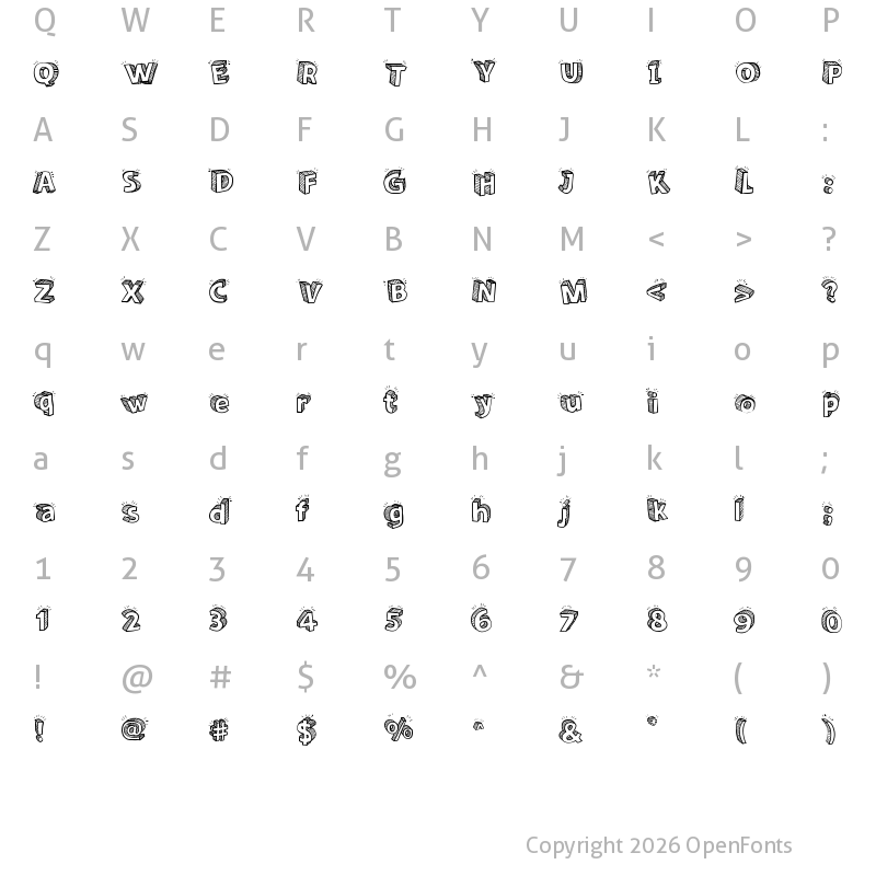 Character Map of Sketch 3D Regular