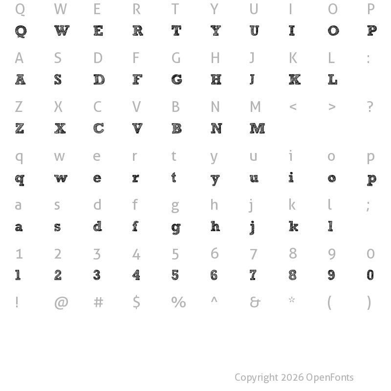 Character Map of Sketch Block Bold