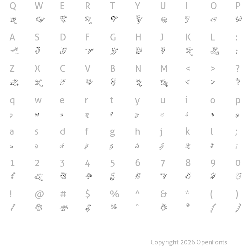 Character Map of Sketch Handwriting Regular