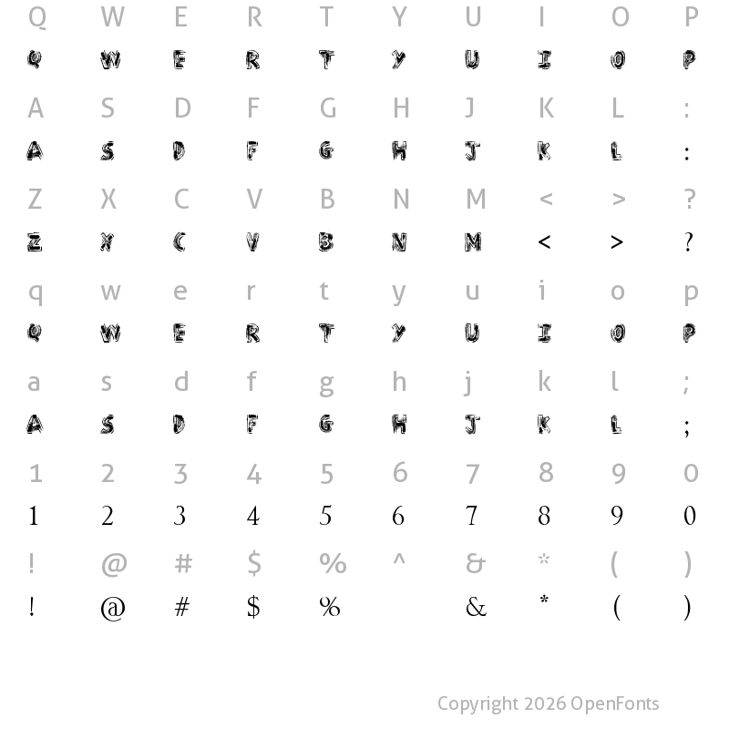 Character Map of Sketch Pad Regular