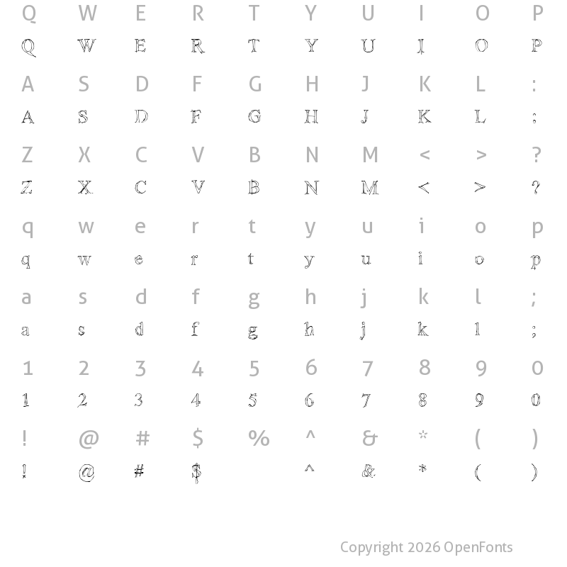 Character Map of !Sketchy Times Regular