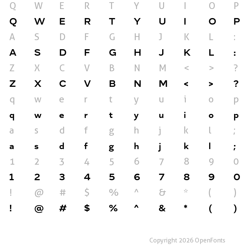 Character Map of Skie Wide Bold