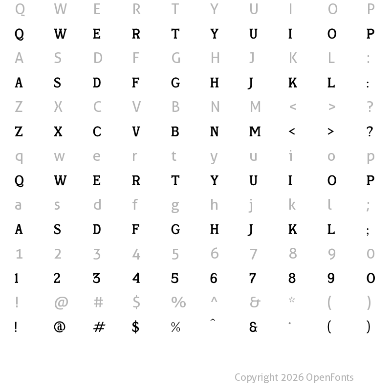 Character Map of Skinner Morgan Regular