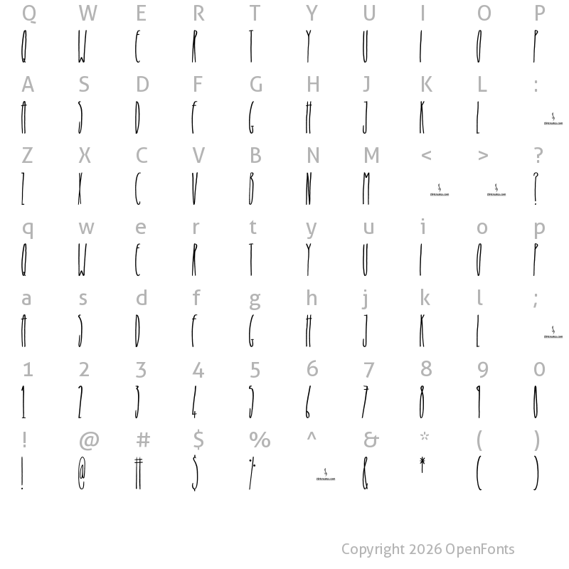 Character Map of Skinny Alien Regular