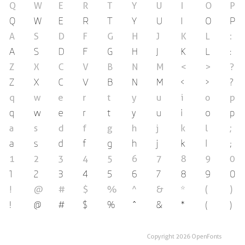 Character Map of Skoda Pro Light