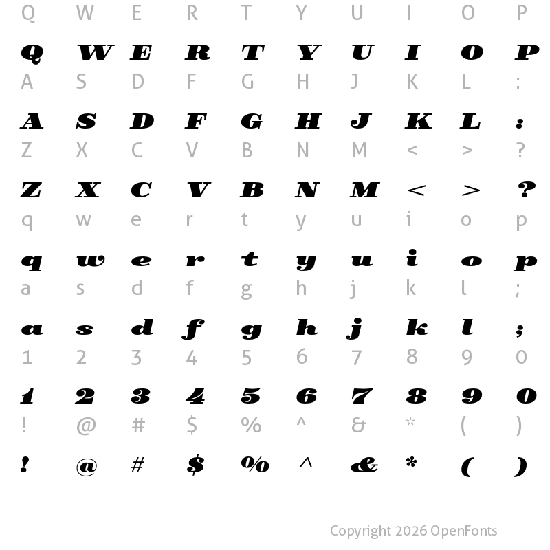 Character Map of Skope Italic