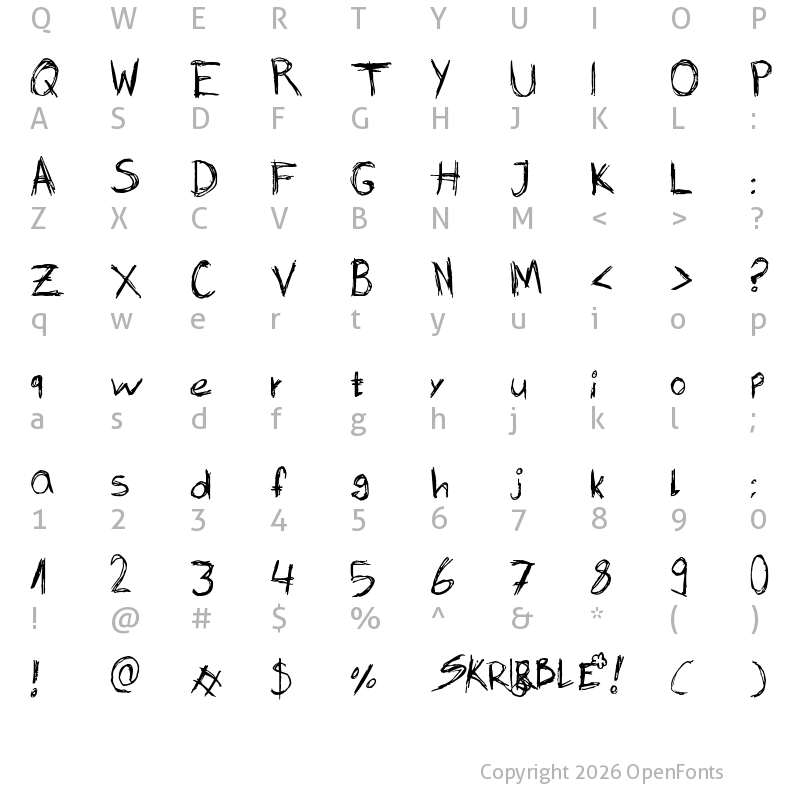 Character Map of Skribble Regular