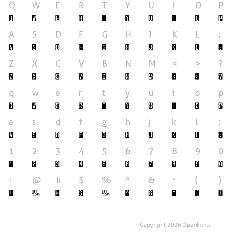 Character Map of Skyfont Regular