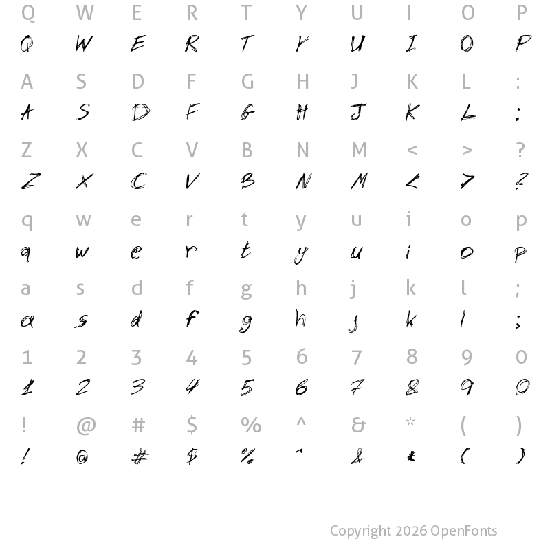 Character Map of slantorama Regular