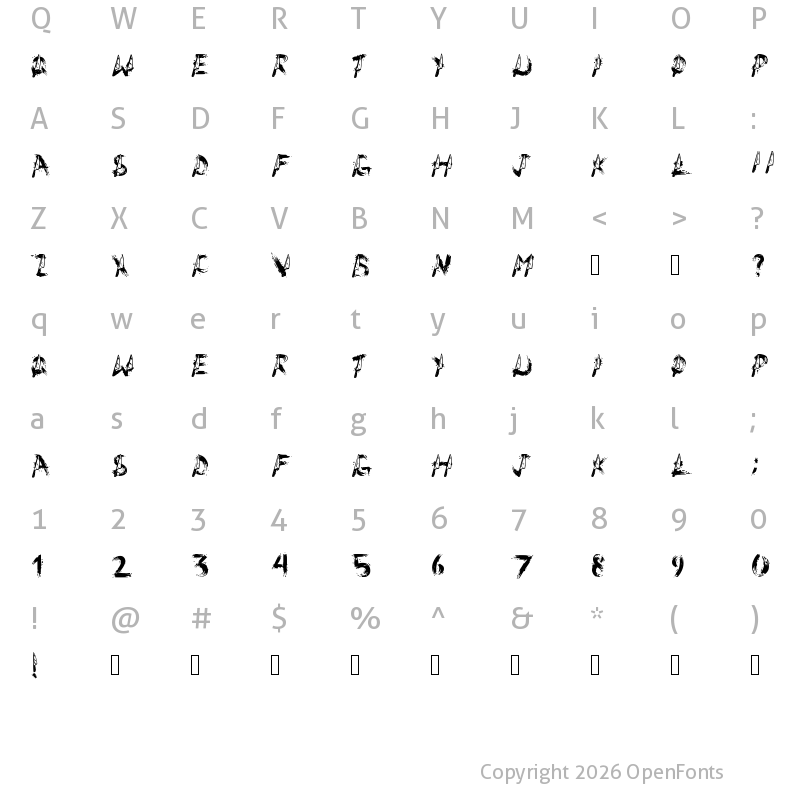 Character Map of Slashies Regular