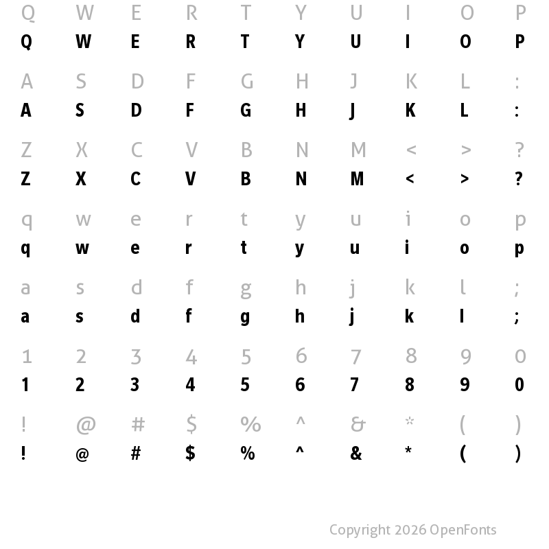 Character Map of Slate Pro Bold Condensed
