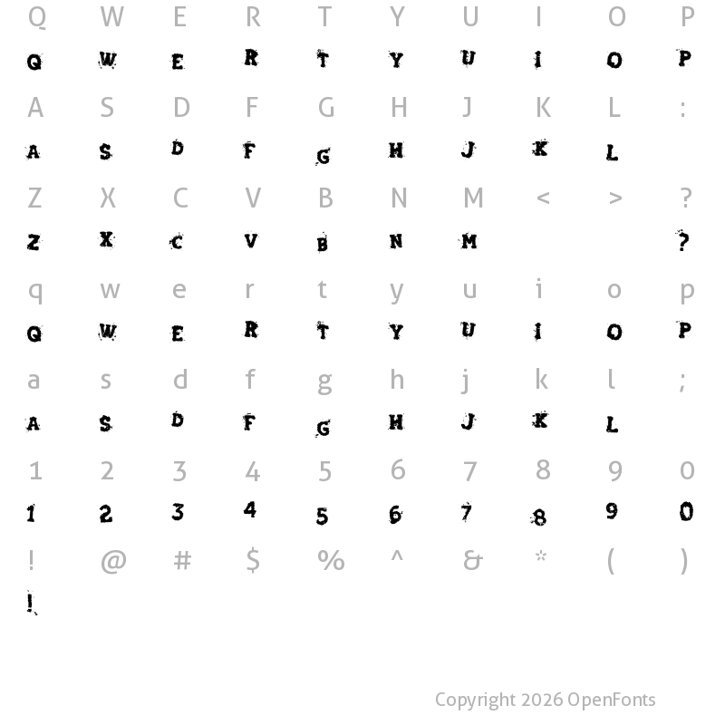 Character Map of Slaughterhouse Regular