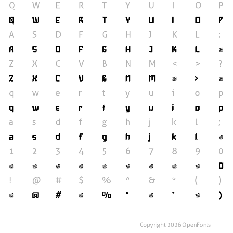 Character Map of SLAXING Trial Regular