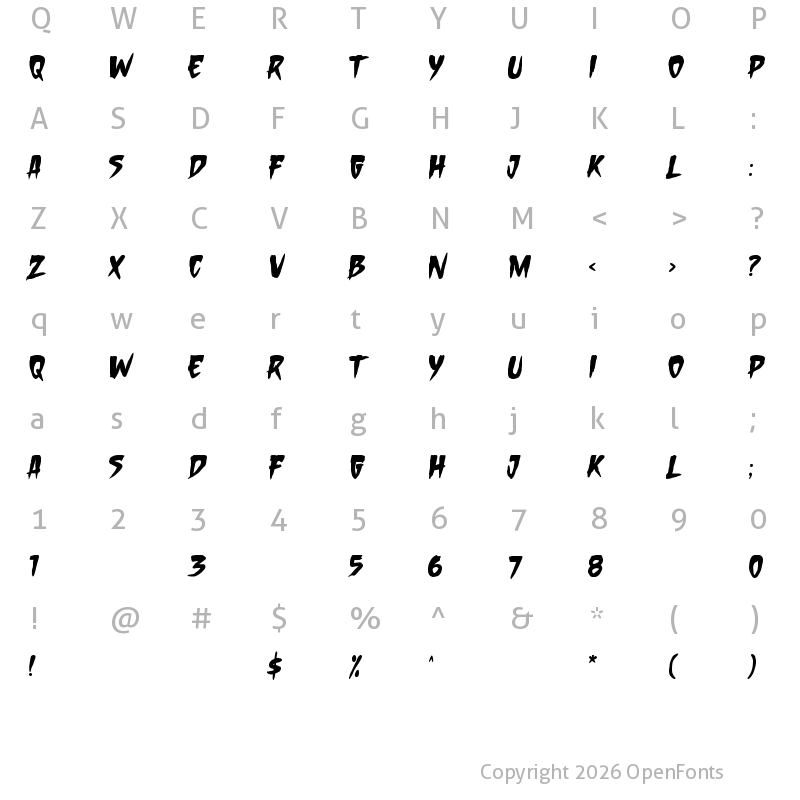 Character Map of Sleepless Regular