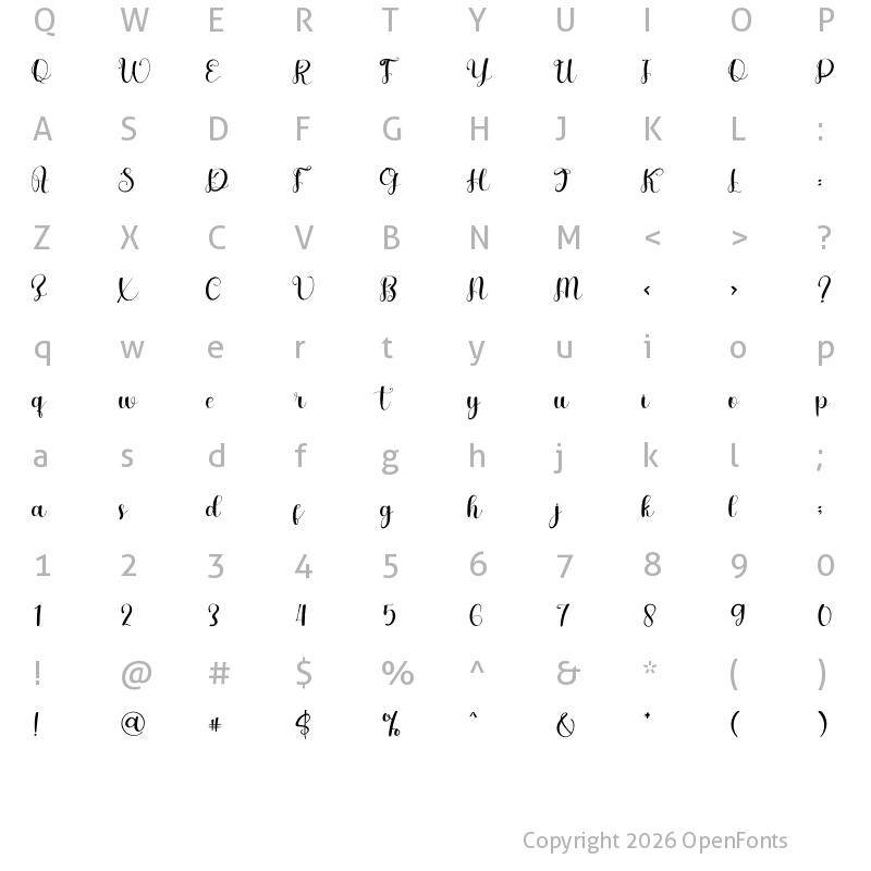 Character Map of Sleeply Regular