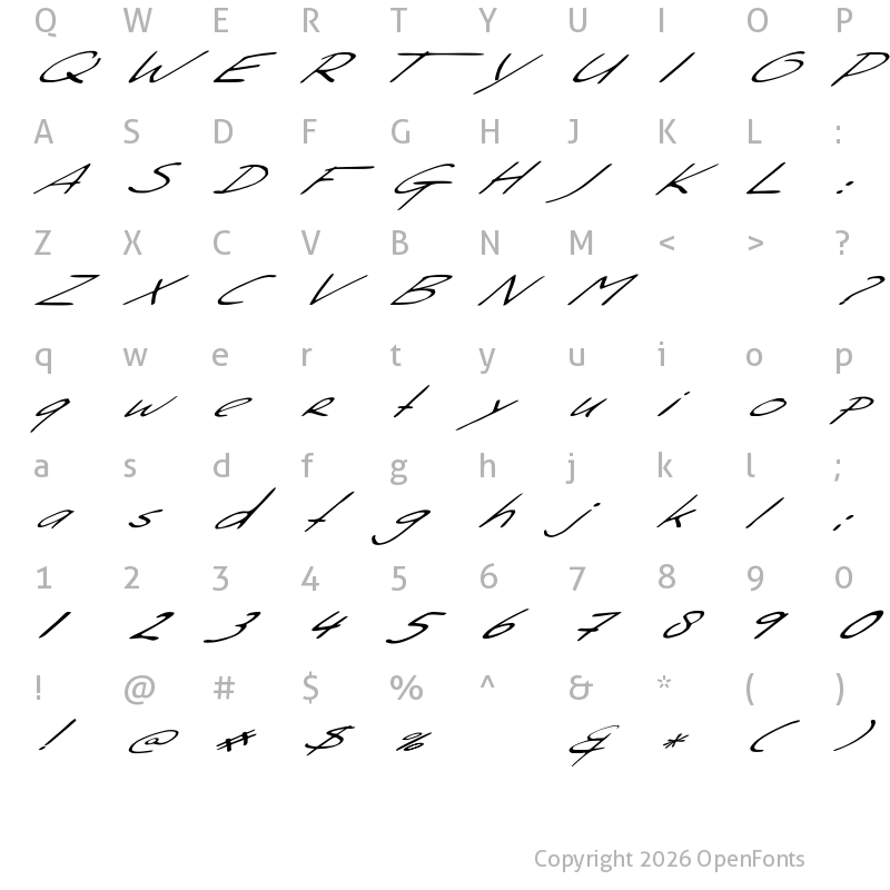 Character Map of Sleight Of Hand Regular