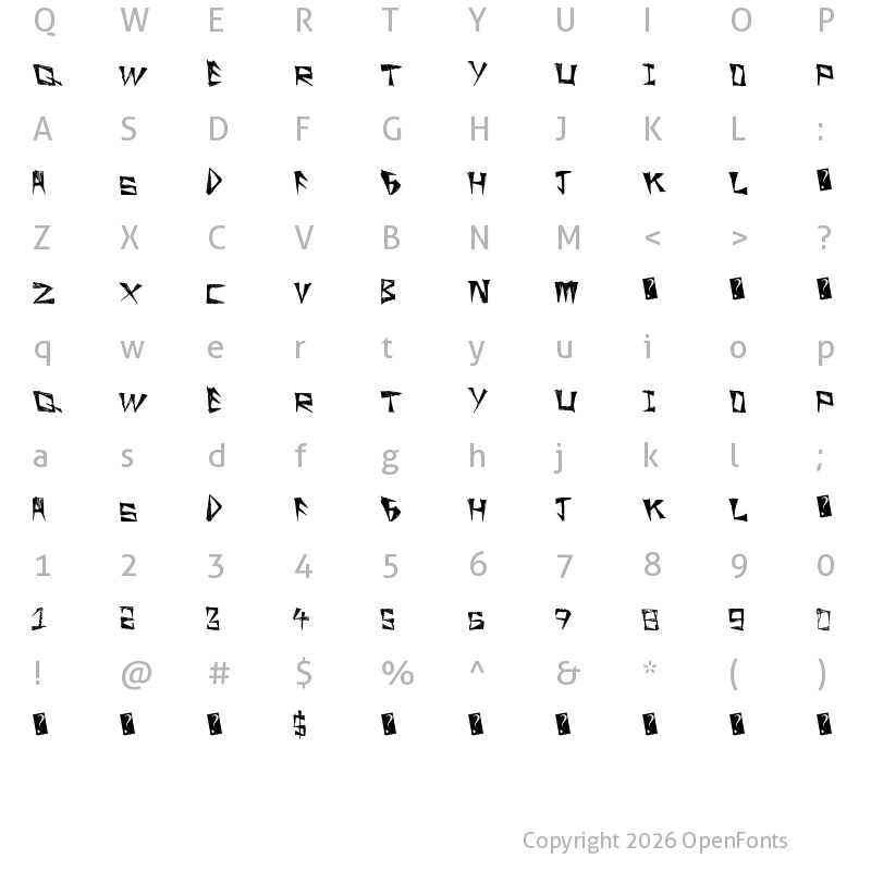 Character Map of SlightRocking Regular