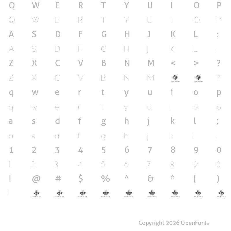 Character Map of Slim Extreme Thin