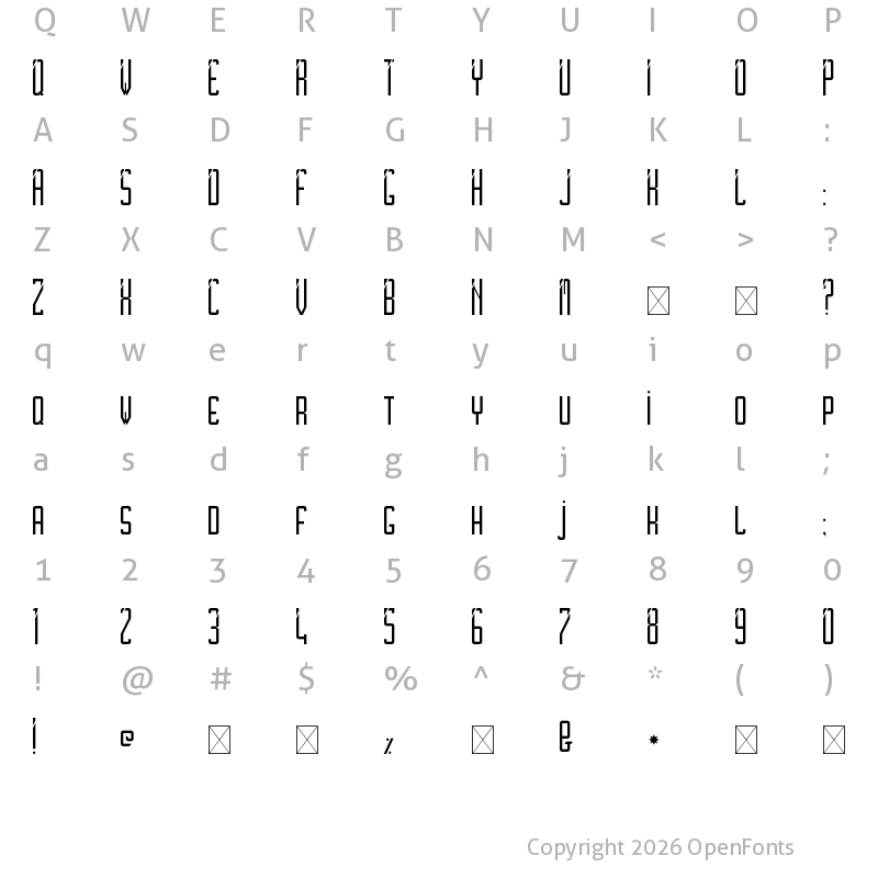 Character Map of SlimSlashy Regular