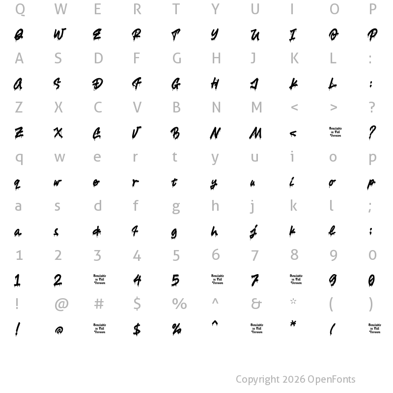 Character Map of Slimy Drool Regular