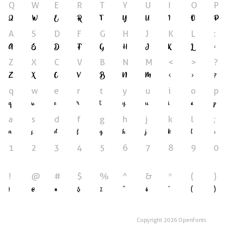 Character Map of Slowly One Regular