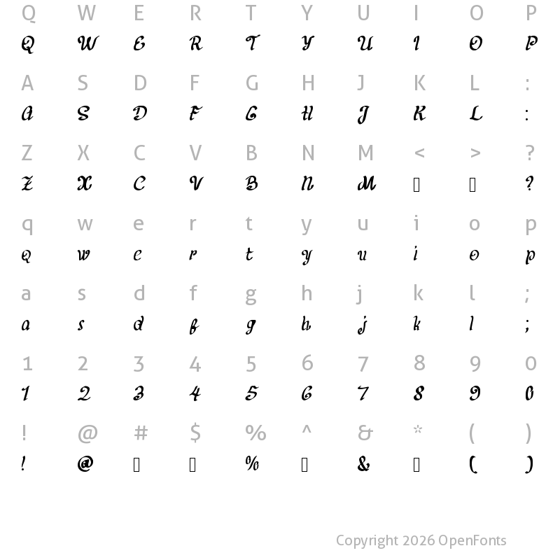 Character Map of Slowly Satire Font Regular