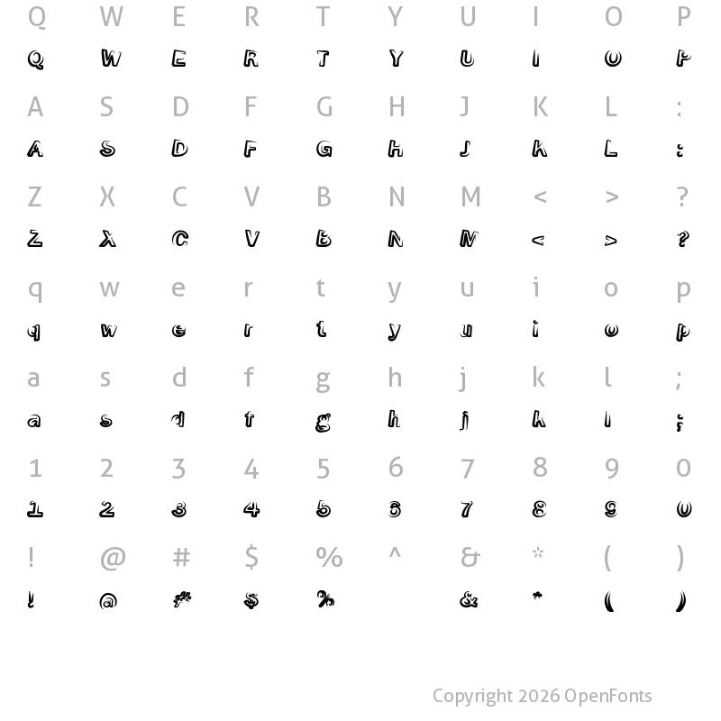 Character Map of Smoke-ScreenObl Regular
