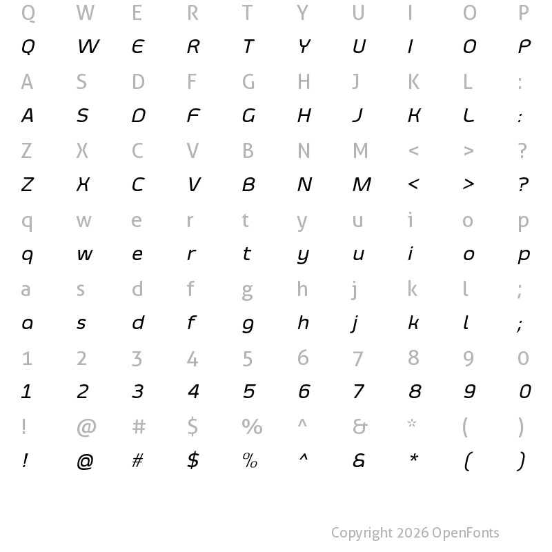 Character Map of Smoolthan Medium-Italic