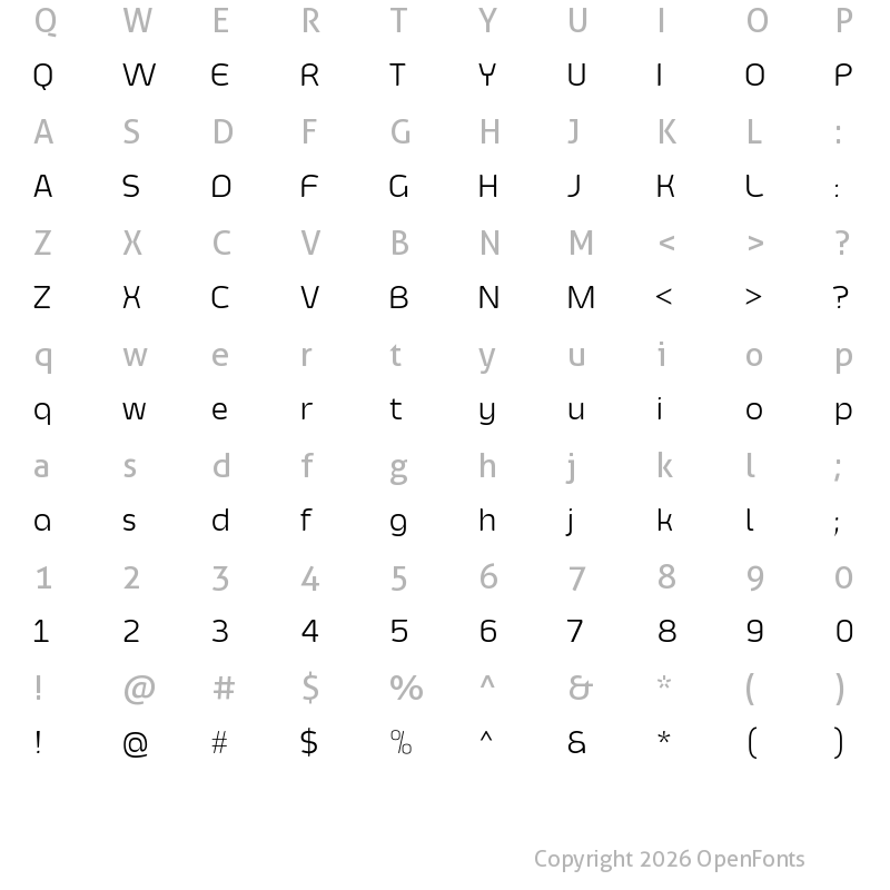 Character Map of Smoolthan Thin