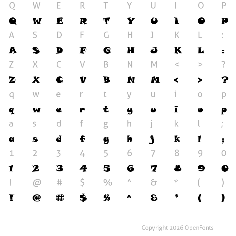 Character Map of Snap ITC Regular