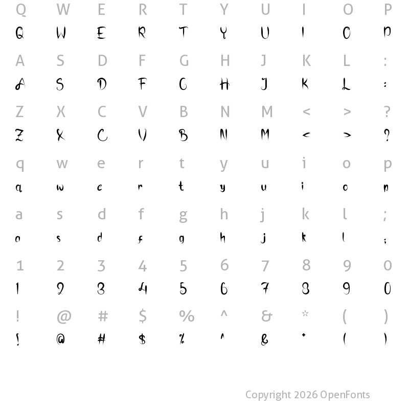 Character Map of Snazzy Small Regular