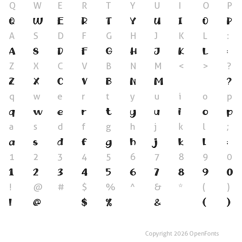 Character Map of Snow Fairy Regular