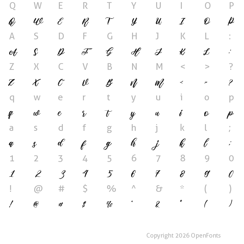 Character Map of Snow fall Regular
