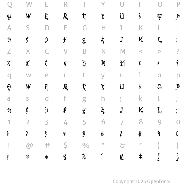 Character Map of So Run Down Regular