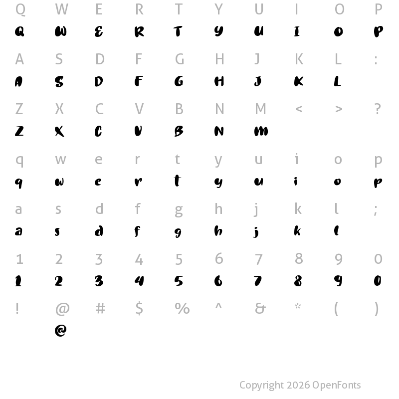 Character Map of So Sweet Honey Regular