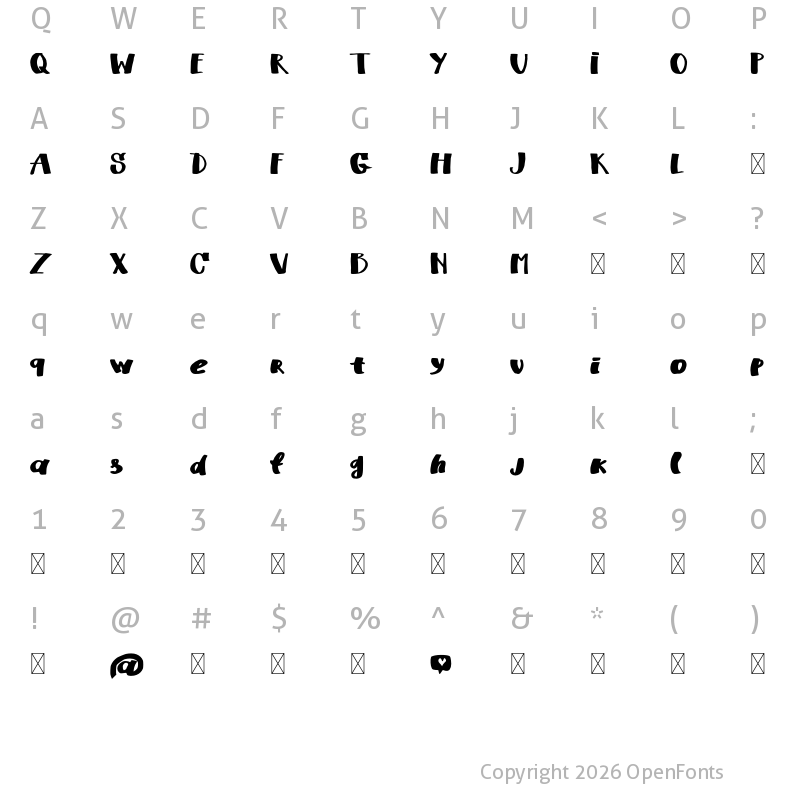 Character Map of So Weird Place Regular