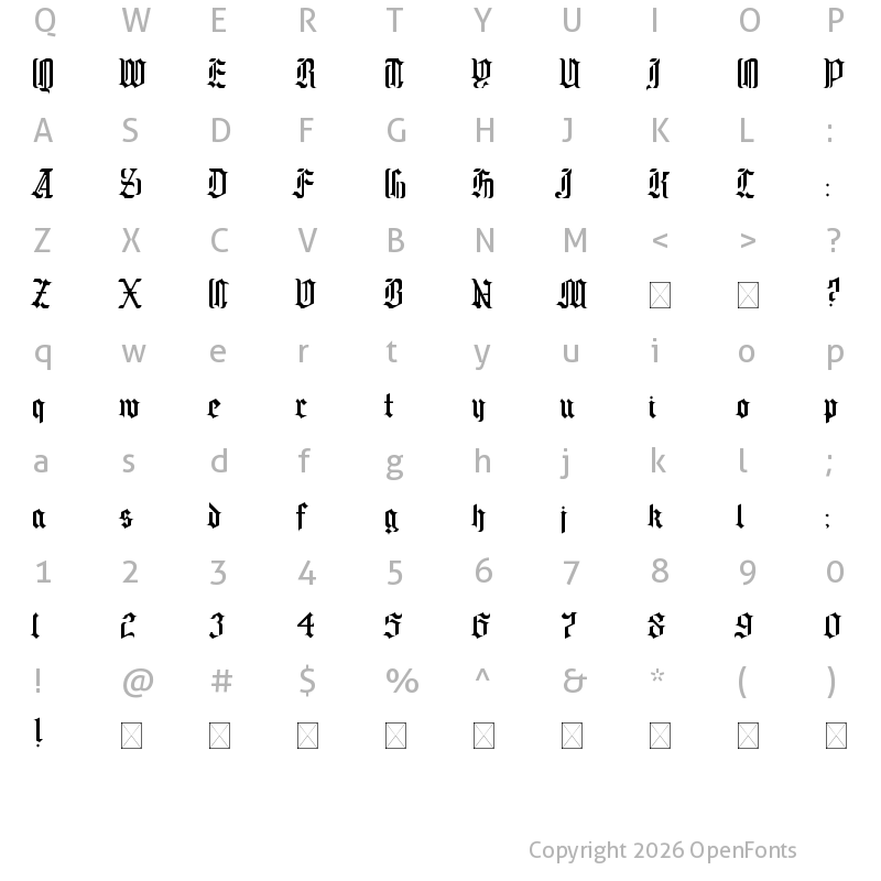 Character Map of Soaring Pinnacles Regular