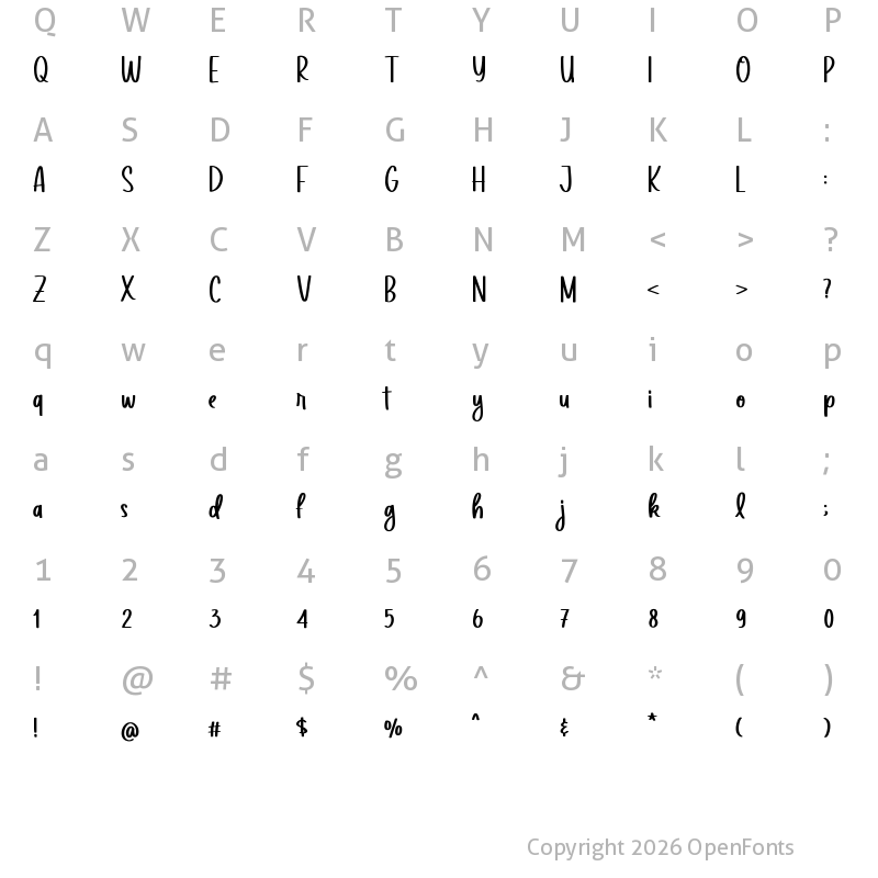 Character Map of Social Melinda Regular