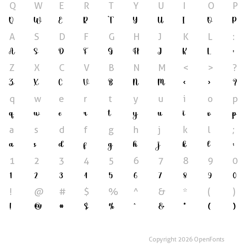 Character Map of Socialita Regular