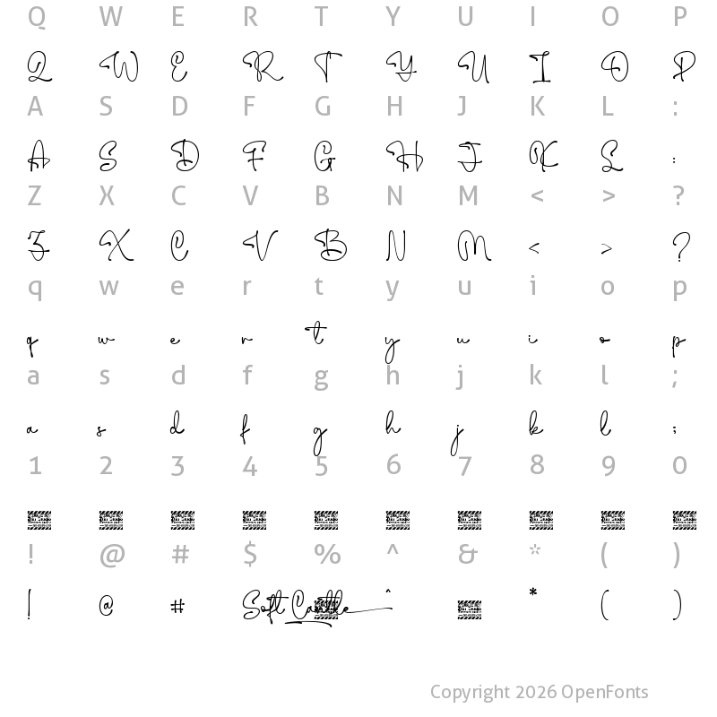 Character Map of Soft Cantle Personal Use Regular
