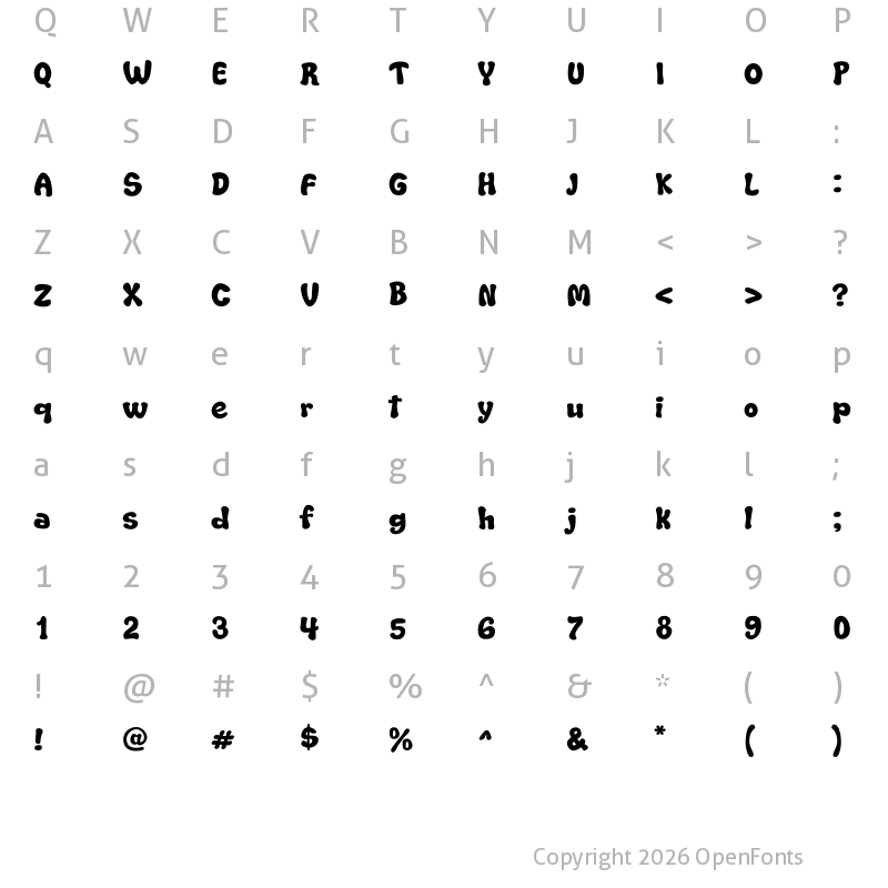 Character Map of Soft Marshmallow Turbo Regular