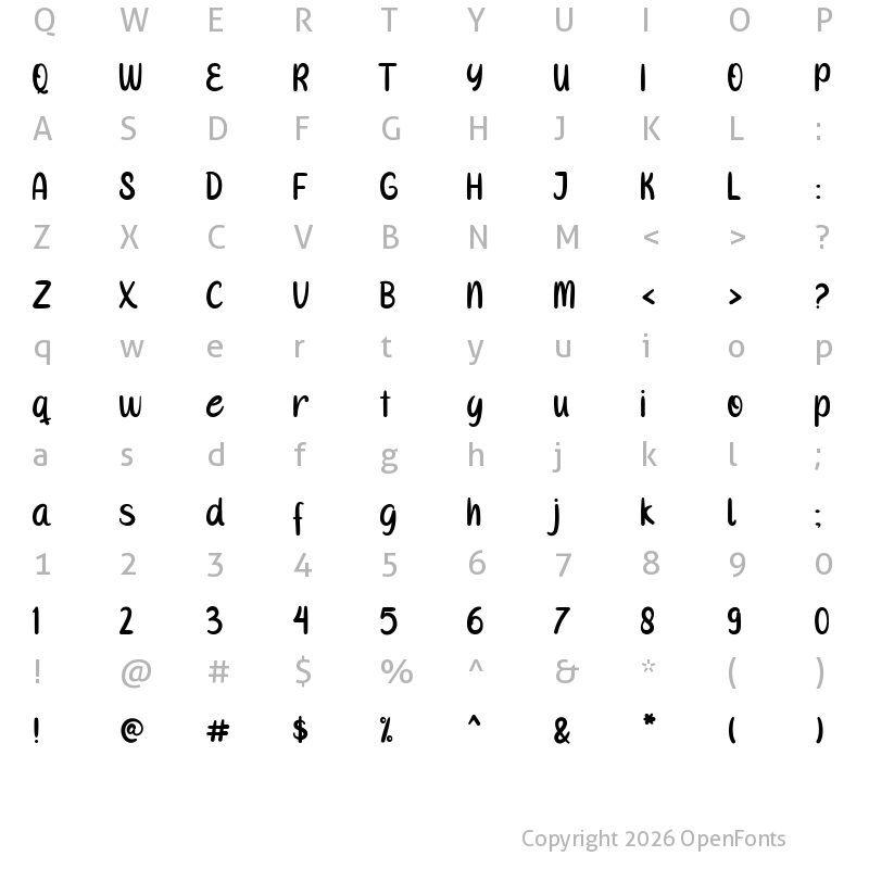 Character Map of Soger Kids Regular