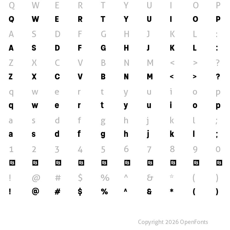 Character Map of Soliden Trial Bold Condensed