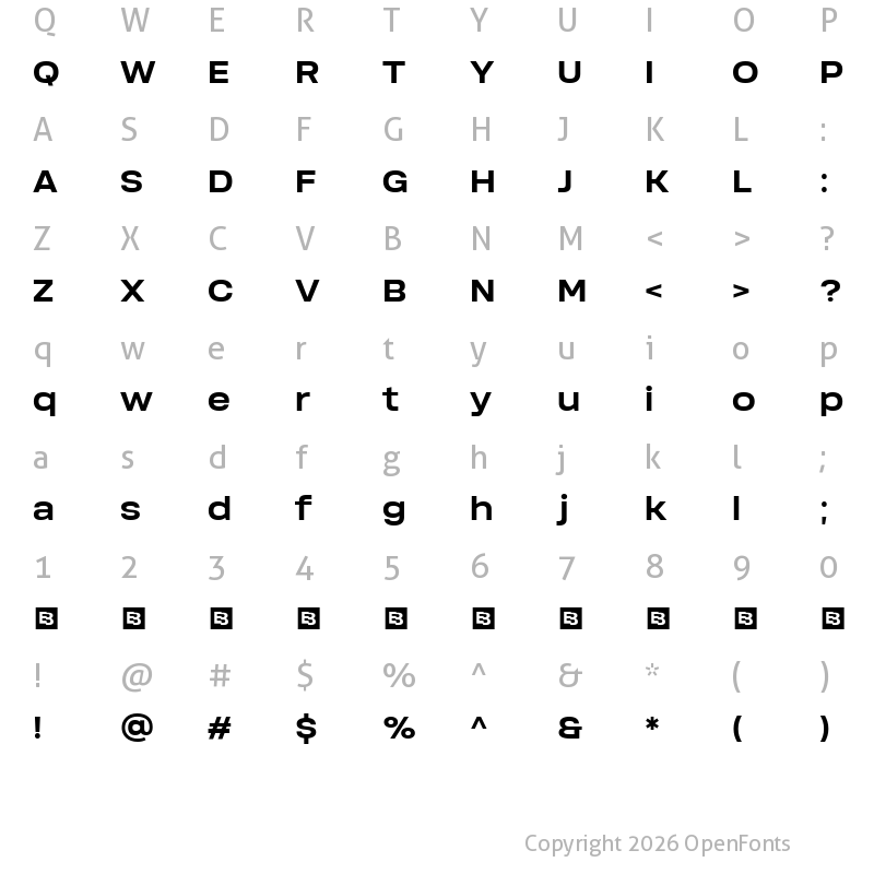 Character Map of Soliden Trial Bold Expanded