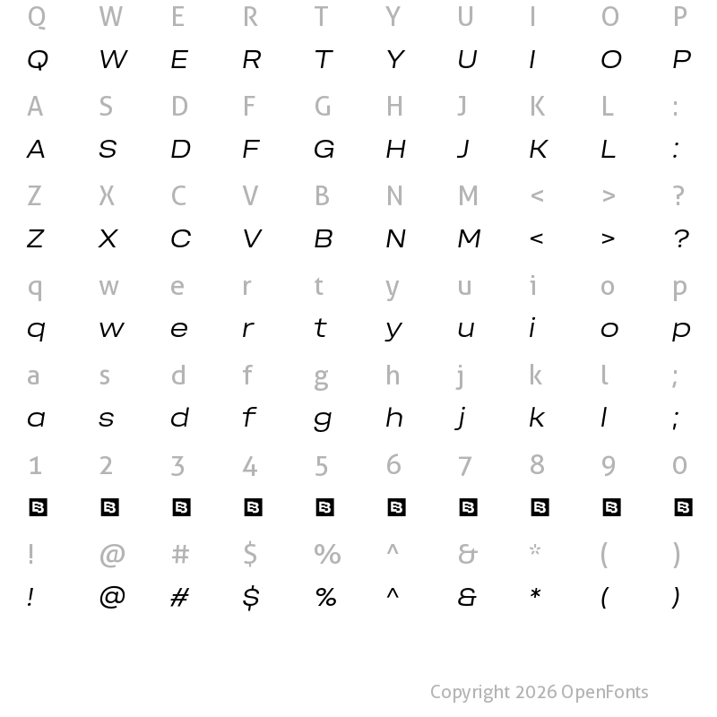 Character Map of Soliden Trial Expanded Oblique